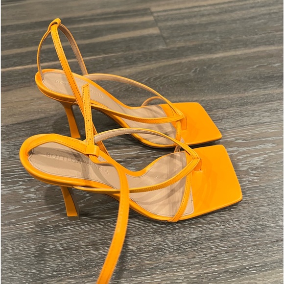 Bottega Veneta Orange Stretch Heeled Sandals - Picture 5 of 8